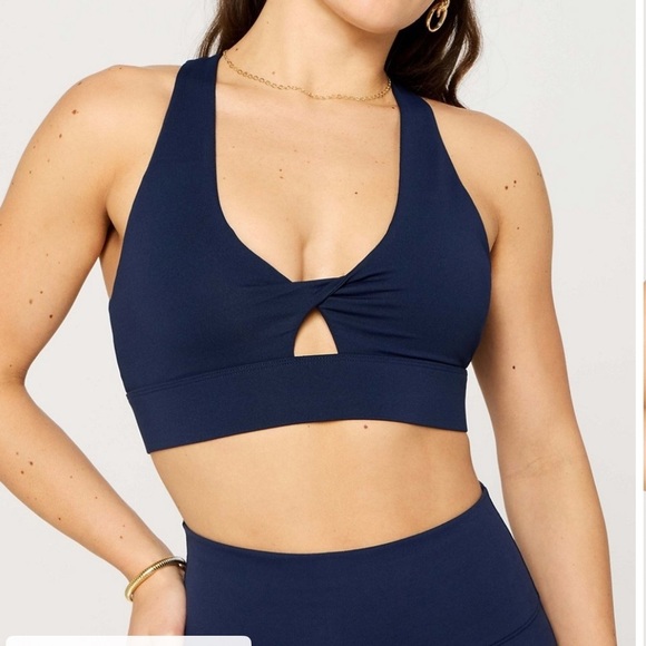 Fabletics Blue Racerback Sports Bra with Medium Support - Picture 3 of 5